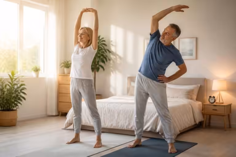 découvrez une routine douce au réveil avec 6 exercices adaptés pour bien démarrer la journée après 50 ans, favorisant énergie et bien-être.